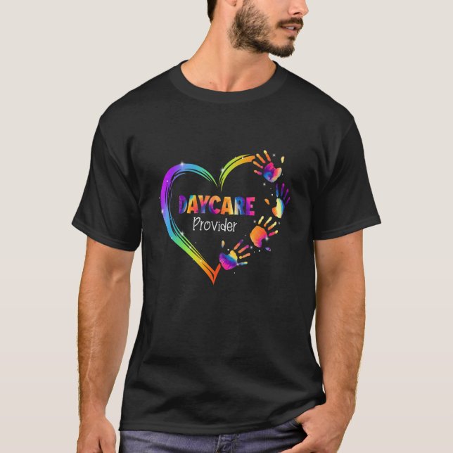 Camiseta Daycare Provider Apreciação Tie Dye Heart Back (Frente)