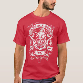 Camiseta Daytona Beach FL Pirate Skull Cruzou Espadas Ancho