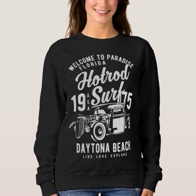 Camiseta Daytona Beach Florida Retro Hotrod Surf  13 (Frente)