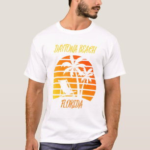 Camiseta Daytona Beach Florida Retro Sunset Palm Trees Chai