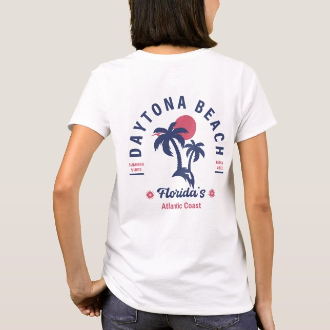 Camiseta Daytona Beach Florida Retro Sunset Souvenirs (Verso)