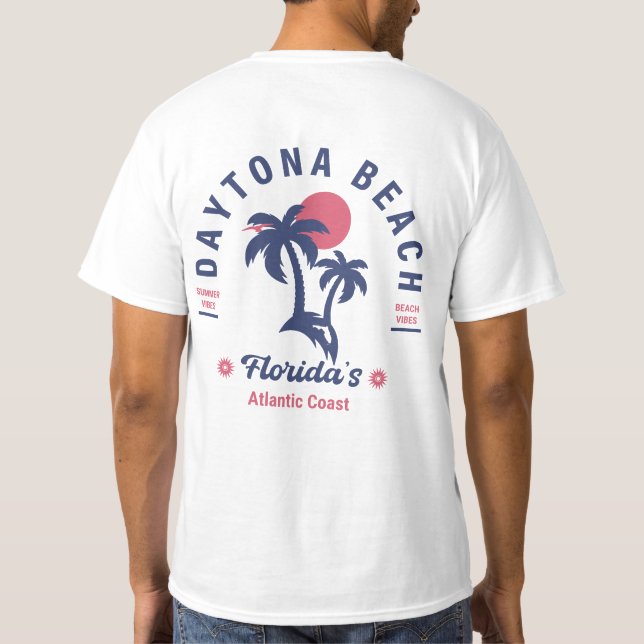 Camiseta Daytona Beach Florida Retro Sunset Souvenirs (Verso)