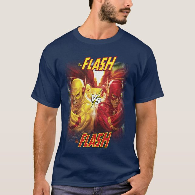 Camiseta DC Comics Flash vs Flash Reverso Poster de Herói d (Frente)