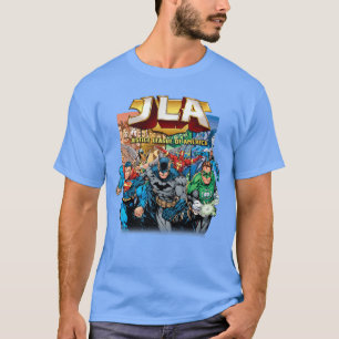Camiseta DC Comics JLA Liga da Justiça Herói Colagem Premiu
