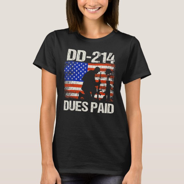 Camiseta Dd-214 Dues Pagas Dd214 Soldier Veteran (Frente)