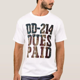 Camiseta DD-214 Dues Pagas DD-214 Veterano Militar dos EUA