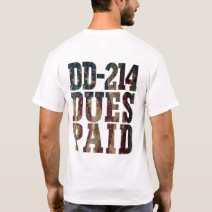 Camiseta DD-214 Dues Pagas DD-214 Veterano Militar dos EUA