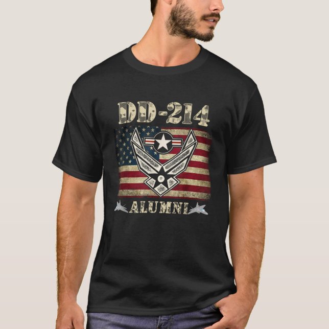 Camiseta DD 214 Forças Aéreas Alunas Veteranas Militar Amer (Frente)