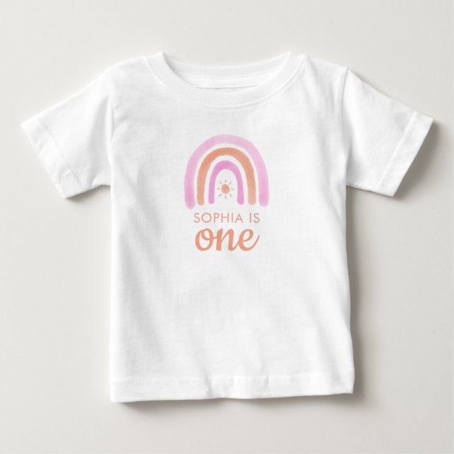 Camiseta de 1º Aniversário de Menina Fofa (Frente)