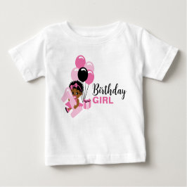 Camiseta de 1º Aniversário de Menina Negra com Bal