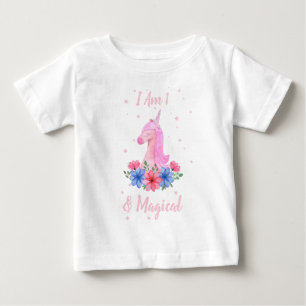 Camiseta de 1º Aniversário Eu Sou 1 & Unicórnio Má