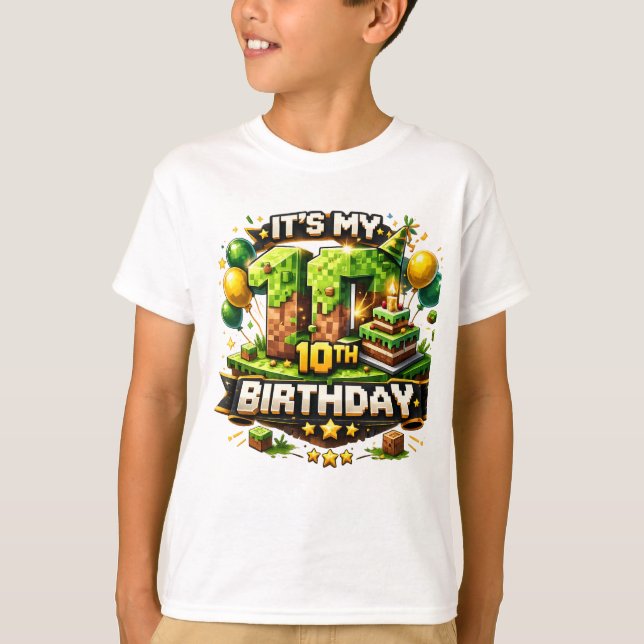 Camiseta de 10º aniversário – Design de aniversári (Frente)