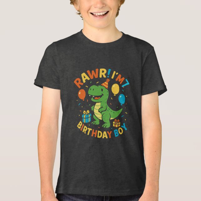 Camiseta de 7 de Aniversário do Dinossauro Bonito (Frente)