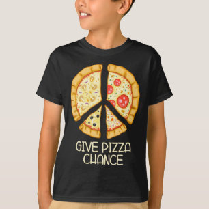 Camiseta Dê à Pizza Chance - Pizza Engraçada com Log de Paz