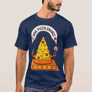 Camiseta dê à pizza uma paz engraçada, meditação carto