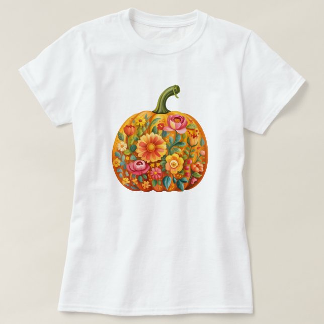Camiseta de abóbora-abóbora - Simétrica (Frente do Design)