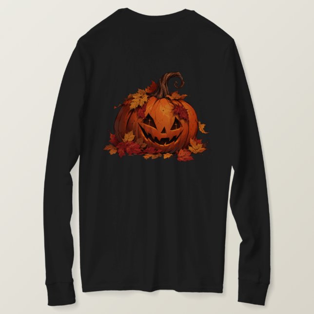 Camiseta de Abóbora de Halloween (Verso do Design)