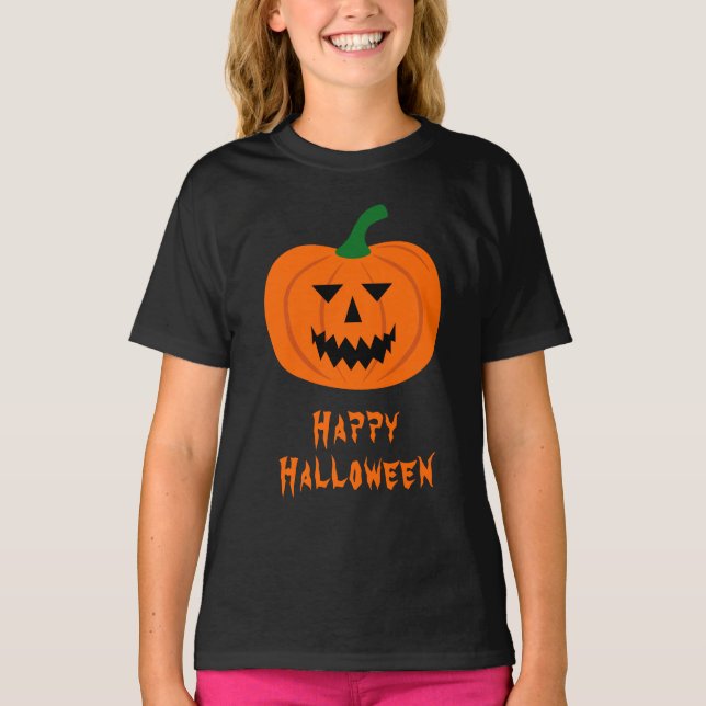 Camiseta de Abóbora do Halloween (Criança) (Frente)