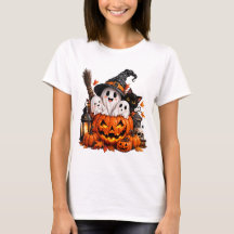 Camiseta de Abóbora Fantasma de Halloween Fofa