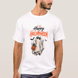 Camiseta de Abóbora Feliz Halloween Fantasma Fofo