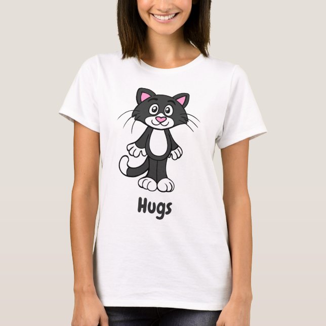 Camiseta de abraços de gato Tuxedo (Frente)