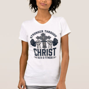 Camiseta de Academia Cristã Mais Forte Através de 