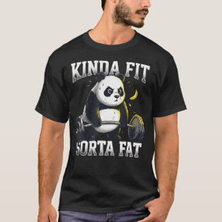 Camiseta de Academia Engraçada PANDA MEIO EM FORMA