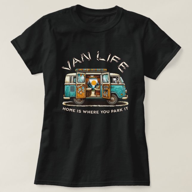 Camiseta de Acampamento Van Life (Frente do Design)