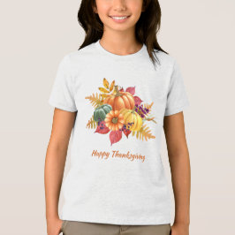Camiseta de Ação de Graças Meninas Pumpkins