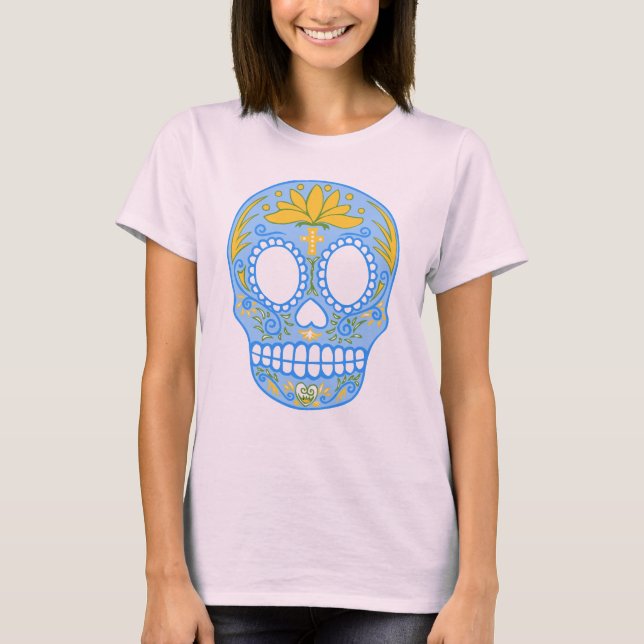 Camiseta de açúcar Crânio (azul) (Frente)