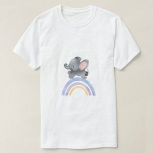Camiseta de água-forte de arco-íris com elefante b