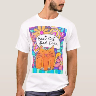 Camiseta de água-forte Melhor Pai de Gato de Sempr