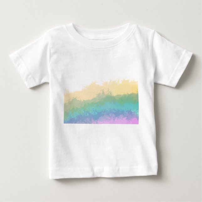 Camiseta de aguarela arco-íris de pincelada fofa  (Frente)
