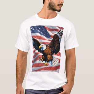 Camiseta de águia e bandeira americana