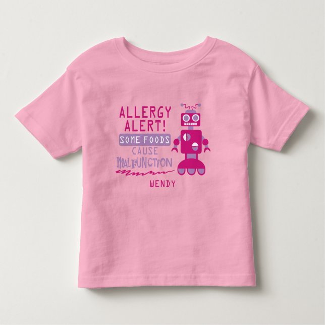 Camiseta de Alerta de Alergia Alimentar de Robô Ro (Frente)