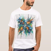 Camiseta de Algodão Arte Abstrata Color Burst