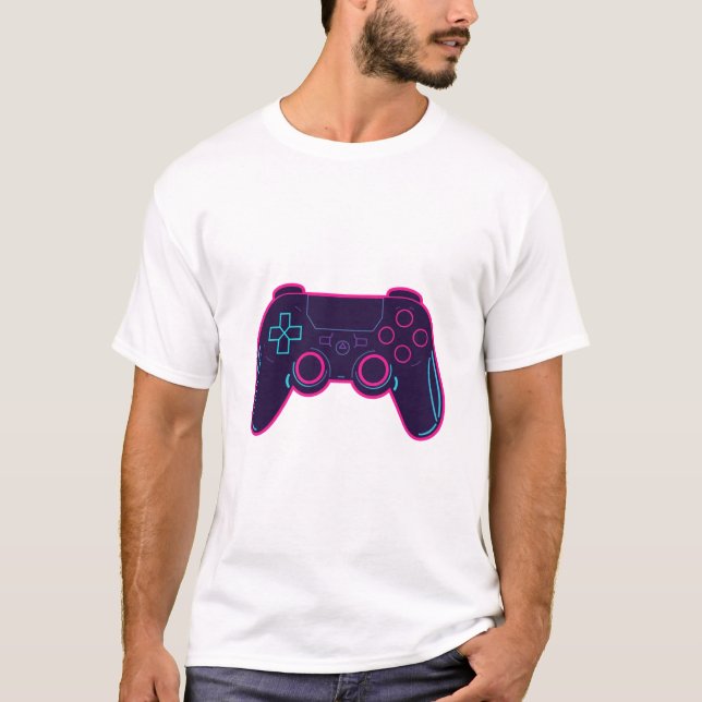 Camiseta de Algodão Branco com Controle de Jogo Ne (Frente)