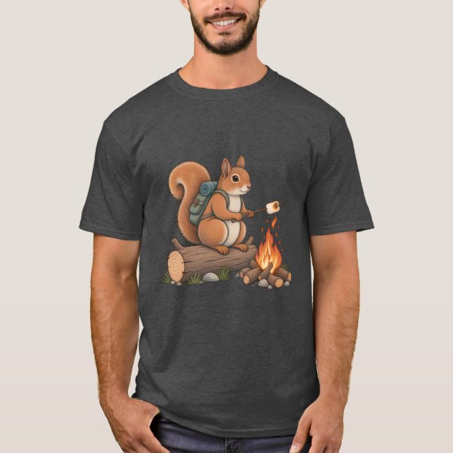 Camiseta de Algodão Dark Heather com Esquilo de Ac (Frente)