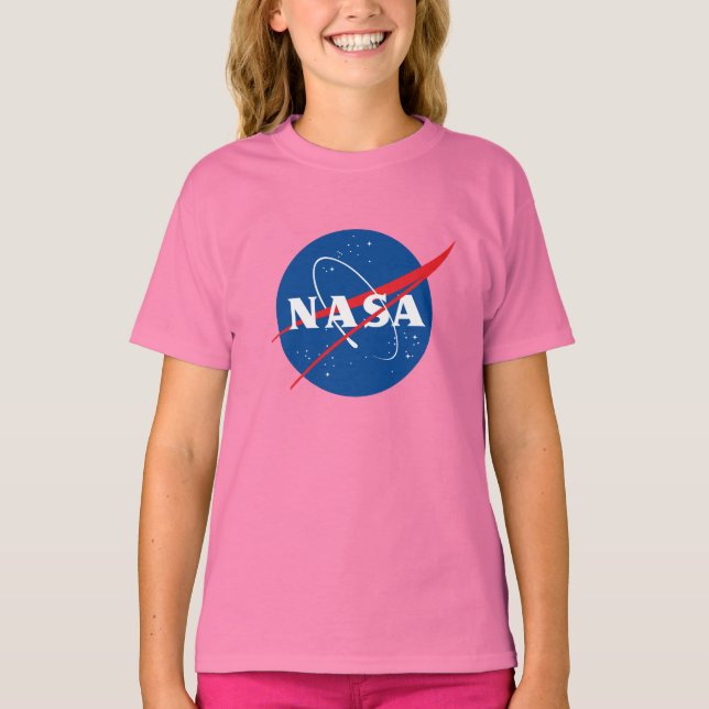 Camiseta de Algodão das Raparigas da NASA (rosa ce (Frente)