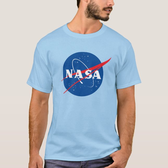 Camiseta de Algodão Pesado da NASA (Azul Urano) (Frente)