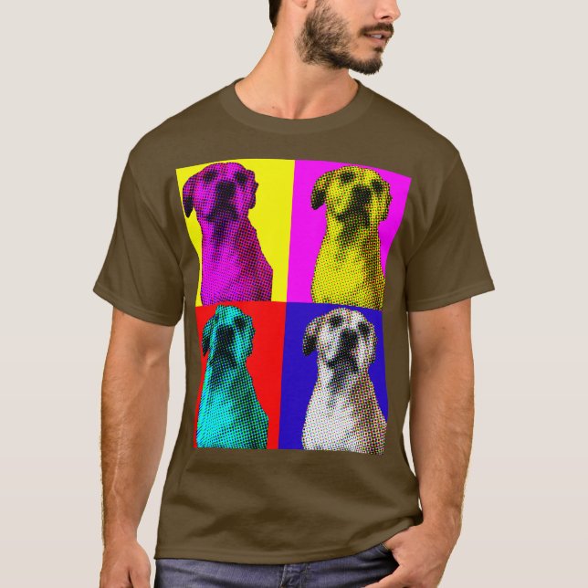 camiseta de algodão pop art cachorro (Frente)