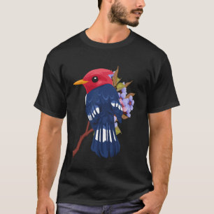 Camiseta de amante de pássaro pica-pau de desenho