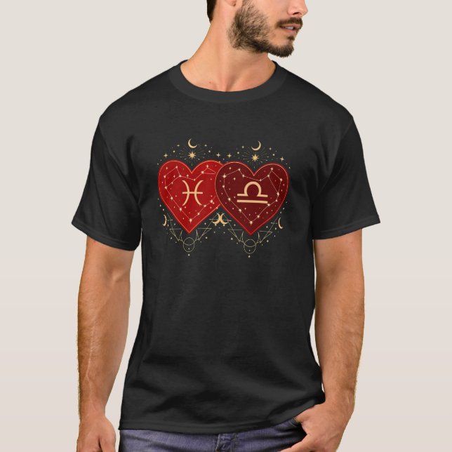 Camiseta de Amor de Peixes Libra Romântico Dia dos (Frente)