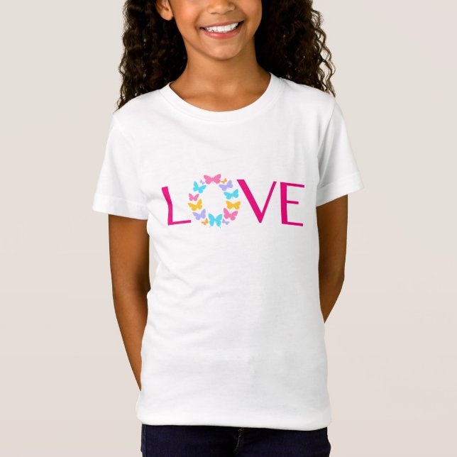 Camiseta de amor e borboletas (Frente)