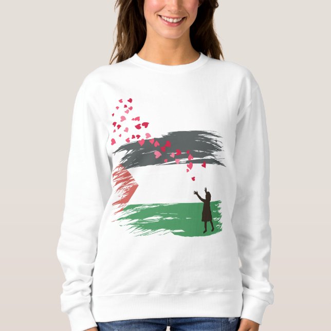 Camiseta de amor e esperança palestiniana feminina (Frente)