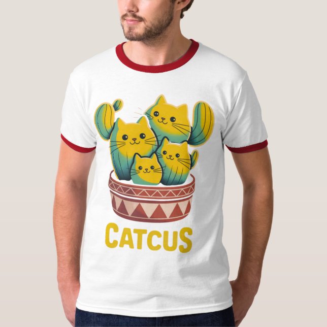 Camiseta de Anel Masculina com Pun Cativel de Gato (Frente)
