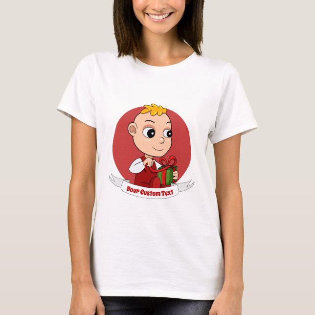 Camiseta de animação do bebê de Natal bonito (Frente)