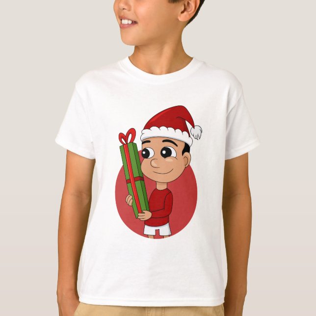 Camiseta de animação do menino de Natal (Frente)