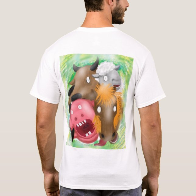 Camiseta de Animais de Desenho Animado Divertidos  (Verso)
