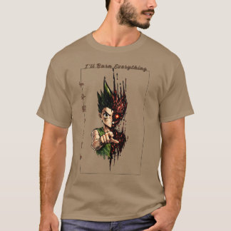 Camiseta de Anime Gon Freecss Eu Vou Queimar Tudo